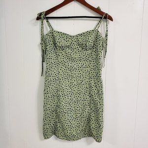 $5 SALE * SHEIN Green Shoulder-Ties Bustier Sundress + Tiny Hearts all over
